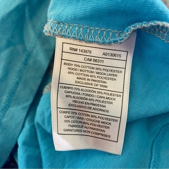 Puma Shining Star Hooded Peek-A-Boo Sweatshirt Gray Teal 6 - Picture 3 of 3